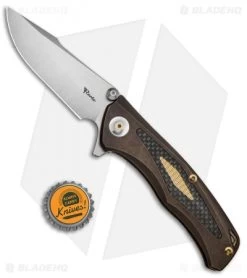 Reate Knives New Torrent Frame Lock Knife Bronze Ti/Carbon Fiber (3.6" Satin) -Buck Knives Store Reate Knives New Torrent FL Bronze Ti CF Satin BHQ 83618 jr bottlecap