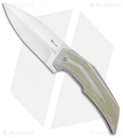 Reate Knives Bharucha T4000 Frame Lock Knife Green Micarta/Ti (3.8" Satin)