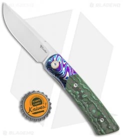 Reate Knives Reate Tribute Front Flipper Knife Fat Carbon/Mokuti (2.8" Hand Satin) -Buck Knives Store Reate Tribute Mokuti Ti BB Fat CF Green Hand Rubbed 118840 jr bottlecap