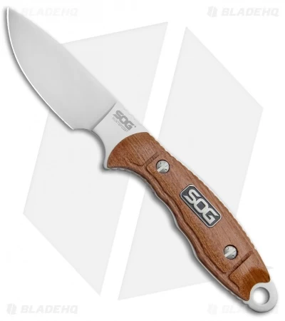SOG Huntspoint Skinning Fixed Blade Knife Wood (3.6" Satin) HT012L 3 SOG Huntspoint Skinning Fixed Blade Knife Wood (3.6" Satin) HT012L