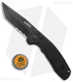 SOG Knives SOG-TAC AU Tanto Automatic Knife Black Aluminum (3.4" Black Serr) -Buck Knives Store SOG Knives SOG TAC AU Auto Tanto Black Black Serr BHQ 119261 jr bottlecap