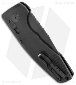 SOG Knives SOG-TAC AU Compact Tanto Automatic Knife Aluminum (2.9" Black Serr) -Buck Knives Store SOG Knives SOG TAC AU Compact Auto Tanto Black Black Serr BHQ 119255 jr side