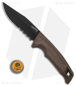 SOG Recondo FX Fixed Blade Knife FDE (4.6" Black Serr) -Buck Knives Store SOG Recondo FX FBK FDE 4in Black Serr BHQ 140880 td size