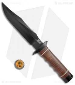 SOG Super SOG Bowie Fixed Blade Knife Leather (7.5" Black) SB1T-L 9 SOG Super SOG Bowie Fixed Blade Knife Leather (7.5" Black) SB1T-L -Buck Knives Store SOG Super SOG Leather Black SOGSB1TL BHQ 67158 jr bottlecap