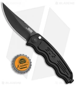 SOG Knives Mini SOG TAC Automatic Knife (3" Black) ST-11 -Buck Knives Store SOG TAC Clip Point Mini Black ST 11 BHQ 3162 jr bottlecap 2