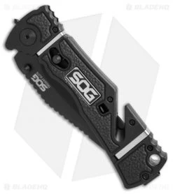 SOG Trident Elite Clip Point Spring Assisted Knife (3.7" Black) TF102 -Buck Knives Store SOG trident elite clip point black TF102 BHQ 21597 er spine