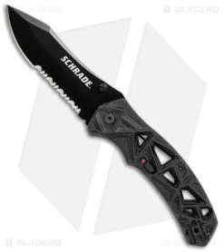Schrade Shizzle MAGIC Spring Assisted Knife Black (3.375" Black Serr)