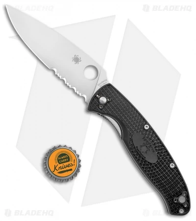 Spyderco Resilience Lightweight Liner Lock Knife Black FRN (4.25" Satin Serr) 6 Spyderco Resilience Lightweight Liner Lock Knife Black FRN (4.25" Satin Serr) - Image 4