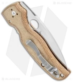 Spyderco Shaman Compression Lock Knife Brown Micarta (3.6" Satin Z-Wear) -Buck Knives Store Spyderco Shaman Compression Lock Brown Micarta Satin Z Wear C229MPZW BHQ 112415 jr side
