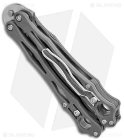 Spyderco SmallFly 2 Butterfly Knife Gray G-10 (3.4" Satin CPM Cru-Wear) -Buck Knives Store Spyderco SmallFly 2 Butterfly Knife Gray G 10 3in Satin w CPM Cru Wear BHQ 151860 td side