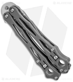 Buck Knives Store -Buck Knives Store Spyderco SmallFly 2 Butterfly Knife Gray G 10 3in Satin w CPM Cru Wear BHQ 151860 td spine