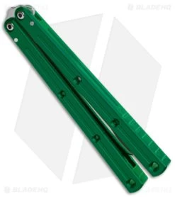 Squid Industries Krake Raken Bowie V2.5 Balisong Green (4.5" Satin) -Buck Knives Store Squid Industries Krake Raken Bowie V2.5 Balisong Green Satin BHQ 179155 jr side