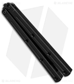 Squid Industries Krake Raken V2.5 Tanto Balisong Matte Black (4.5" Matte Inked) -Buck Knives Store Squid Industries Krake Raken V2 5 Tanto Balisong Matte Black 4in Matte Inked BHQ 154333 td spine