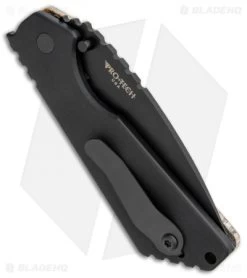 Strider + Pro-Tech SnG Automatic Knife Brown/Tan Grain Micarta (3.5" Black) -Buck Knives Store Strider Protech SnG Auto Brown Tan Grain Micarta BHQ 104760 jr side