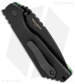 Strider + Pro-Tech SnG Automatic Knife Green Grain Micarta (3.5" Black) -Buck Knives Store Strider Protech SnG Auto Green Grain Micarta Black BHQ 104761 jr side