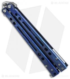 Hom Design Specter Evo Titanium Balisong Butterfly Knife Blue (4.4" Two-Tone) -Buck Knives Store hom specter evo blue bottom cm