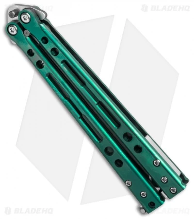 Hom Design Specter Evo Titanium Balisong Butterfly Knife Green (4.4" Two-Tone) 4 Hom Design Specter Evo Titanium Balisong Butterfly Knife Green (4.4" Two-Tone) - Image 2
