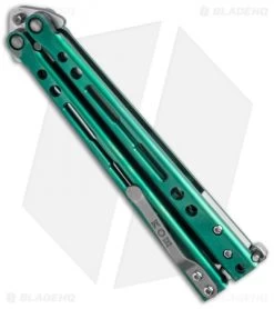 Hom Design Specter Evo Titanium Balisong Butterfly Knife Green (4.4" Two-Tone) 7 Hom Design Specter Evo Titanium Balisong Butterfly Knife Green (4.4" Two-Tone) -Buck Knives Store hom specter evo green side cm