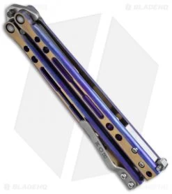 Hom Design Specter Evo Titanium Balisong Knife Purple Gold (4.4" Two-Tone) 7 Hom Design Specter Evo Titanium Balisong Knife Purple Gold (4.4" Two-Tone) -Buck Knives Store hom specter evo purple gold side cm