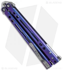 Hom Design Specter Evo Titanium Balisong Butterfly Knife Purple (4.4" Two-Tone) -Buck Knives Store hom specter evo purple side cm