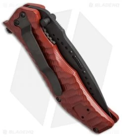 HTM Darrel Ralph Gun Hammer Bowie Spring Assisted Knife Red (3.5" Black) -Buck Knives Store htm gun hammer assist crimson red dlc r cm side