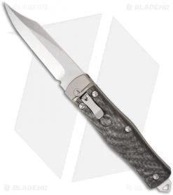Microtech OSS Cobra Bowie Knife Auto Carbon Fiber (3.75" Stonewash Plain) 137-10