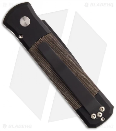 Protech Godson Automatic Knife Black W/ Green Micarta (3.15" Black Plain) 716-GL 4 Protech Godson Automatic Knife Black W/ Green Micarta (3.15" Black Plain) 716-GL - Image 2