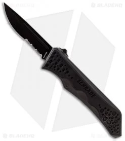 Schrade Drop Point OTF Spring Assisted Knife (3.5" Black Serr) SCHOTF7BS