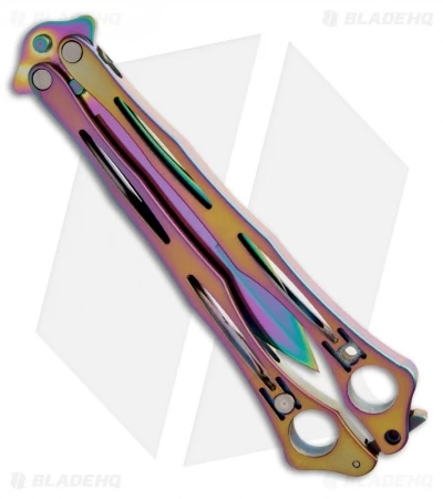 Spyderco Spyderfly Butterfly Knife Spectrum Stainless Steel (4.25" Rainbow) 4 Spyderco Spyderfly Butterfly Knife Spectrum Stainless Steel (4.25" Rainbow) - Image 2