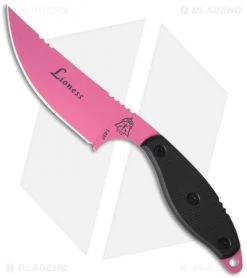 TOPS Knives Lioness Fixed Blade Knife Black G-10 (3.5" Pink) LION-01